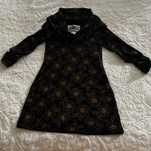 Effie's Heart Black Tunic with Gold Floral Design
